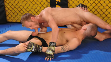 Spicy male fighters share the ring for something more than just nudity
