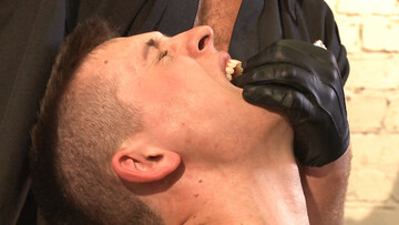 Naked men play rough bondage fetish games at the garage