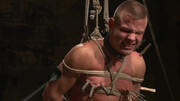 Insolent male loudly begs his master for more while being pinched and whipped
