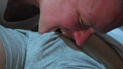 Gagged man craves more as his master licks his ass and jerks his dick