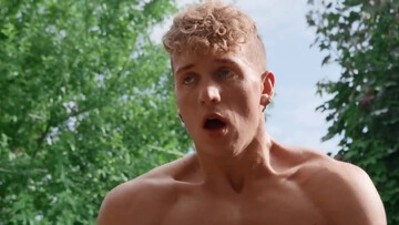 Strong anal by the pool for a blonde gay lover with dirty desires