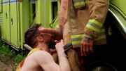 Fireman Bo Sinn fucking this dude's tight ass outdoors