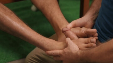 Foot fetish seduction and doggystyle with two dudes