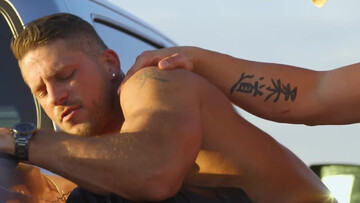 Appealing men share romantic anal moments at sunset in insane positions