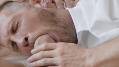 Dashing gay males in their mid 30s share immaculate anal bareback at home