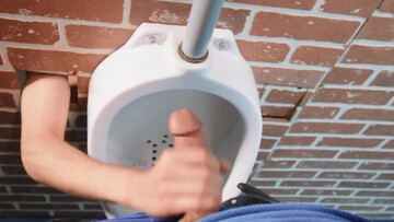 Steamy bloke devours cock at the toilet in random gay fantasy