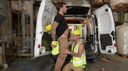Horny co-workers fuck in the back of the van until they come