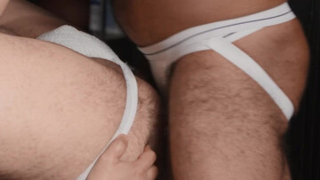 Strong bears suck each other and have loud anal in bareback style