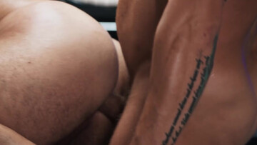 Inked-up and hard-bodied studs fucking in the room