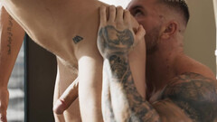 Muscular lovers kiss and make out in addictive anal perversions