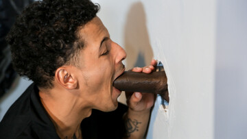 Black dude tries endless BBC through the glory hole ahead of riding it