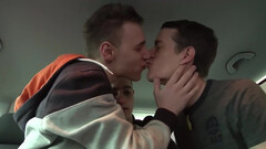 Twinks use the backseat as their playground for rough sex