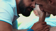 Hot bears provide steamy blowjob and anal scenes in a loud threesome