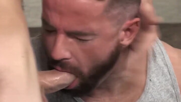 Masked men share naked cock in loud threesome until the sperm floods the guy