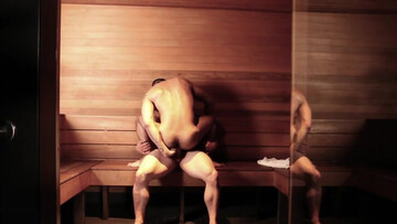 Muscular men share the sauna as their playground for ruthless sex