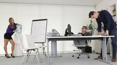 Thin beauty shares boyfriend with bi-sexual stud for surreal anal threesome