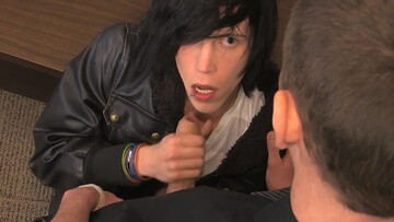 Twink with a pretty face sucks on his teacher's knob