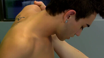 Steamy anal missionary for a thin twink while he jerks off