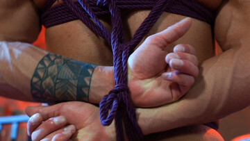 Gagged DILF sucks the cock dry whilst the master pushes it firmly