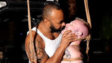 Skinny bloke gets ass drilled and edges in a loud bondage play