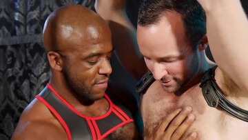 Ebony master ass fucks his slave so hard that the guy falls exhausted