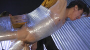 Wrapped in foil and granted extreme handjob, this male slave begs for anal