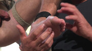 Erotic maledom for a tied up male slave whose cock seems perfect for his masters