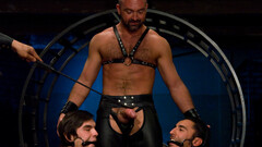 Appealing slaves let their master spank them during rough maledom games