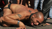 Folsom Street showcase with a helpless bound hunk