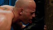 Bald male endures gay fetishes in ruthless maledom