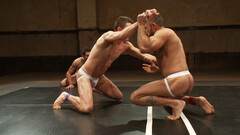 Group wrestling with tag team action and SWEATY anal