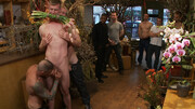 Ned Mayhem and Blake Daniels in a flower shop gangbang