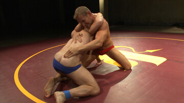 Muscular DILFs go nuts mixing the wrestling with the anal perversions