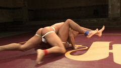 Fighters pose naked in the ring when they are about to fuck