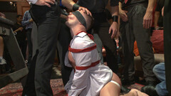 Appealing male slave lets these curious guys play with him in dirty fetishes