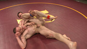 Muscular men wrestle and try ass fucking in a kinky duo