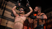 Muscular master treats his bitch with merciless maledom stimulation