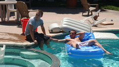 Insolent lovers hook up by the pool and fuck in the hotel room