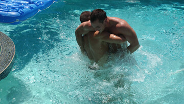 Insolent lovers hook up by the pool and fuck in the hotel room