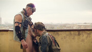 Apocalypse-themed outdoor fuck with two hard survivalists