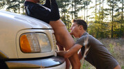 Matt Wellington fucks Travis Stevens after a quick car BJ