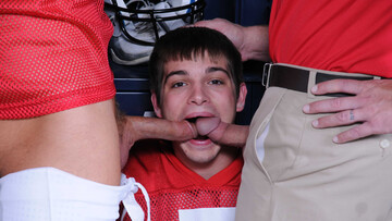 Appealing lovers smash cock at the locker room in surreal anal threesome