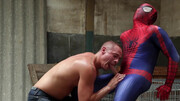 Spiderman cosplayer fucks a random guy's tight ass