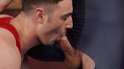 Horny wrestlers take a break to fuck in the ass