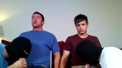 Slender boys swap partners on the couch during anal orgy