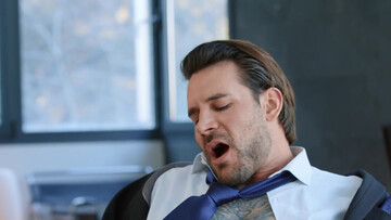 Classy office guys fuck over the desk in elegant gay perversions