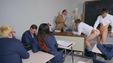 Nude men fuck in front of a whole class to provide quality gay content