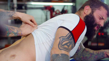 Twink plays erotic with the hairy mechanic in serious gay kinks