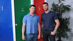 Insolent men fuck on the leather couch in restless positions