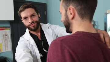 Male doctor craves the young patient's ass and cock